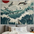 thumbnail image 2 of Orinice Boat Wave Birds Tapestry Wall Hanging Unique Style, Graphic Tapestries Home Wall Decor Art for Living Room Bedroom Dorm, Farmhouse Wall Art Tapestry Home Decor 40x60inch, 2 of 6