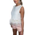 thumbnail image 2 of Qiylii Women Slim Fit Tank Tops Solid Color Feather Patch Hem Summer Sleeveless Crop Tops for Streetwear, 2 of 7