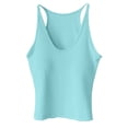 thumbnail image 5 of Womens Sleeveless Tank Top form Fitting Spaghetti Strap Crew Neck Ribbed Knit Basic Cami Shirts with Chest Padded Green, 5 of 5