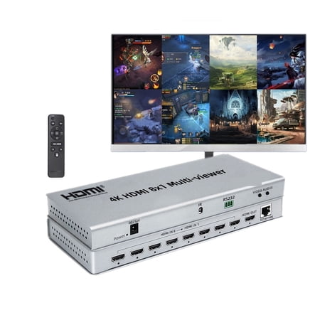 Multi-Viewer 8X1 Switcher 4K 30Hz Switch Converter With Remoter 8 Input 1 Output