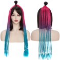 thumbnail image 5 of Benehair 12 Strands Twist Box Braids Ponytail Bright Pigtail Hair Extensions Dreadlocks Kanekalon Crochet Braids for Women 24" Red+Green, 5 of 5
