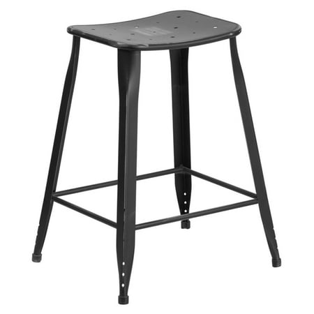 Metal Black Counter Stools - Flash Furniture 24 in. High Distressed Metal Indoor/Outdoor Counter Stool