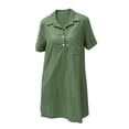 thumbnail image 6 of Summer Dress for Women Collared Short Sleeve Half Button Down Loose Casual Solid Dress with Pockets, 6 of 7
