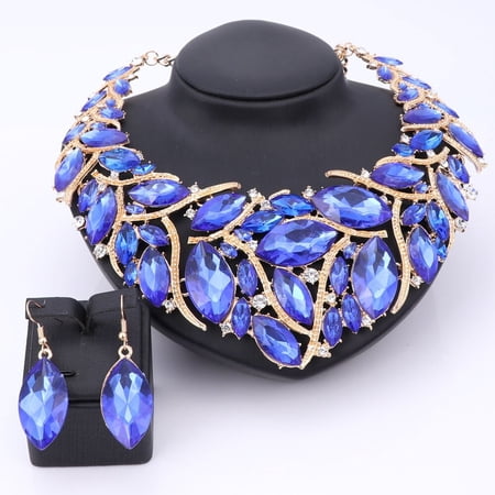 African Beads Jewelry Sets For Women Accessories Wedding Bridal Crystal Pendant Statement Necklace Earring Jewelry Set