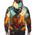 thumbnail image 3 of Bingfone Moonlit Hairless Cat Monk Men's Drawstring Hoodie Long Sleeve Pocket Sweatshirts-3X-Large, 3 of 6