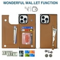 thumbnail image 3 of Dteck Slim Thin Fit Case for iPhone 13 Pro, Zipper Design Soft Silicone Shockproof Card Holder Slots Back Flip Phone Cover with Kickstand Magnetic Bracket Crossbody Shoulder Strap Case,Brown, 3 of 21