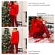 thumbnail image 5 of Conjunto de salón para mujer, un hombro, manga larga, estampado navideño, pantalones de rejilla, conjunto de pijamas para la vida diaria, rojo, S, 5 of 6
