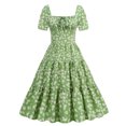 thumbnail image 1 of QUYUON Womens Belted Maxi Dresses Summer Casual One Shoulder Short Sleeve Formal Dress Floral Printed Evening Party Pleated A-Line Ruffle Long Dress Beach Sundress Style D-4353 Green L, 1 of 8