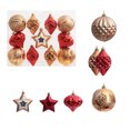 thumbnail image 2 of Juego de bolas navideñas coloridas pintadas a mano | 12 adornos colgantes de plástico para árboles de Navidad y fiestas, 2 of 5