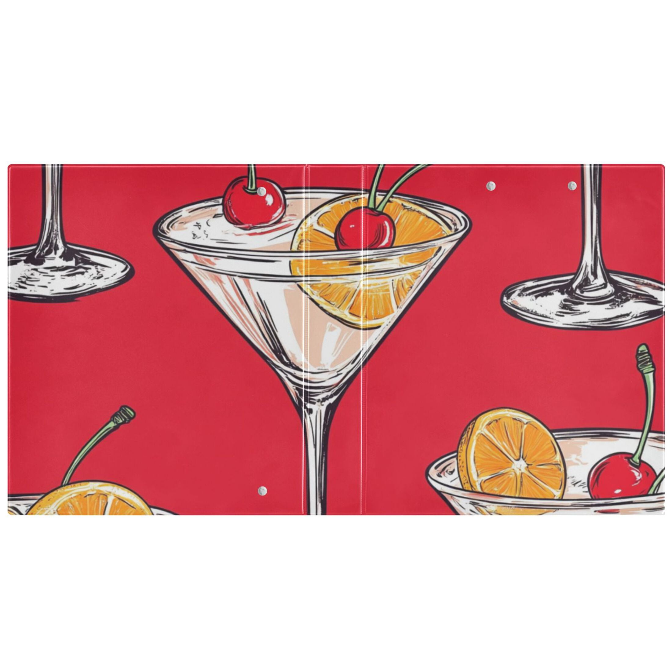 Glasses with Orange Slices 3 Ring Binders 1.5 inch Hardcover File Folders with Interior Pockets A4 Size Organizer for School Office Hospital