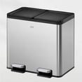 thumbnail image 3 of EKO Bote de basura 10L y 10L. Essential Recycler cubo rectangular con pedal doble compartimento Acabado acero inoxidable cierre suave de tapa, 3 of 7