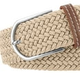 thumbnail image 6 of Leather Covered Buckle Woven Elastic Stretch Belt 1 3/8" Width Stretch Belts for Men, 6 of 6