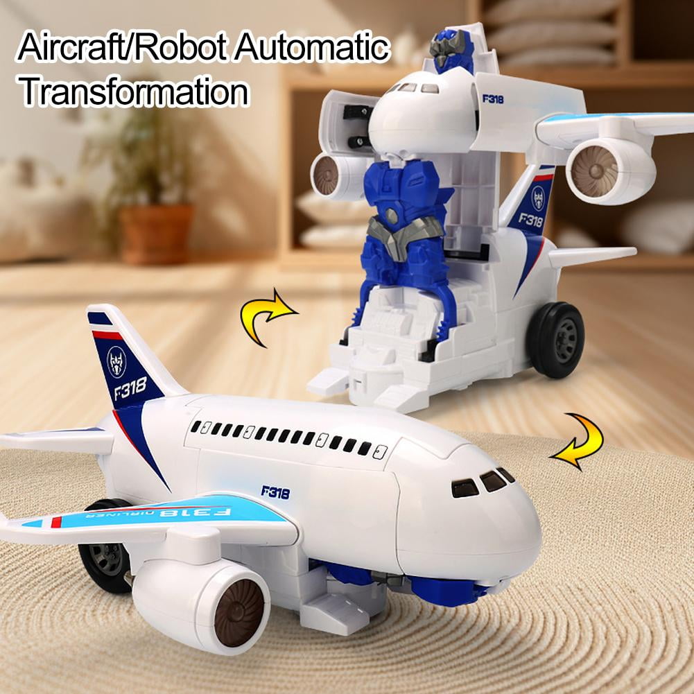 Transformation Airplane Robot Toys Airplane Models with Lights & Sounds Birthday For Childrens Toys Girls Boys Toy Car Gifts 1 Airplane boys, avoidance tech sound and plane boys plane trans