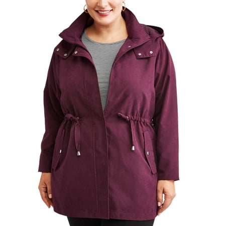 Time and Tru Women's Plus-Size Hooded Anorak Utility Jacket