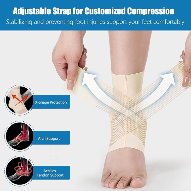 Adjustable Ankle Support Brace With Metal Stabilizers - For Sprains, Achilles Tendonitis & Sports Injury Recovery