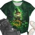 thumbnail image 4 of Haivin Women's St. Patrick's Day Print T-shirt, Short Sleeve Round Neck, Festive Casual Wear for Party and Everyday, 4 of 6