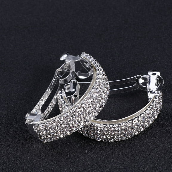 HOOWIFFY 2pcs Crystal Hair Clips Women Rhinestone Hair Clip Alloy Elegant Appearance Hair Grip Silver