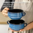 thumbnail image 4 of 20oz Blue Ceramic Soup Bowls with Handles, Stackable Set of 4 for Chili, Stew, Cereal, Microwave & Dishwasher Safe, 4 of 6