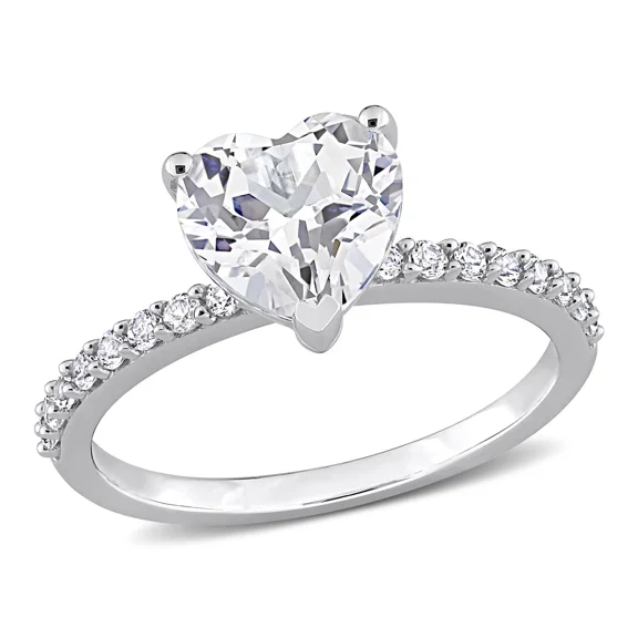 Perfect Proposal Ring, Wedding Engagement Ring, 1.3 Ct Heart Cut Simulated Diamond, Special Valentine Days Gift's, 14K White Gold Plated, Anniversary Gifts For Her