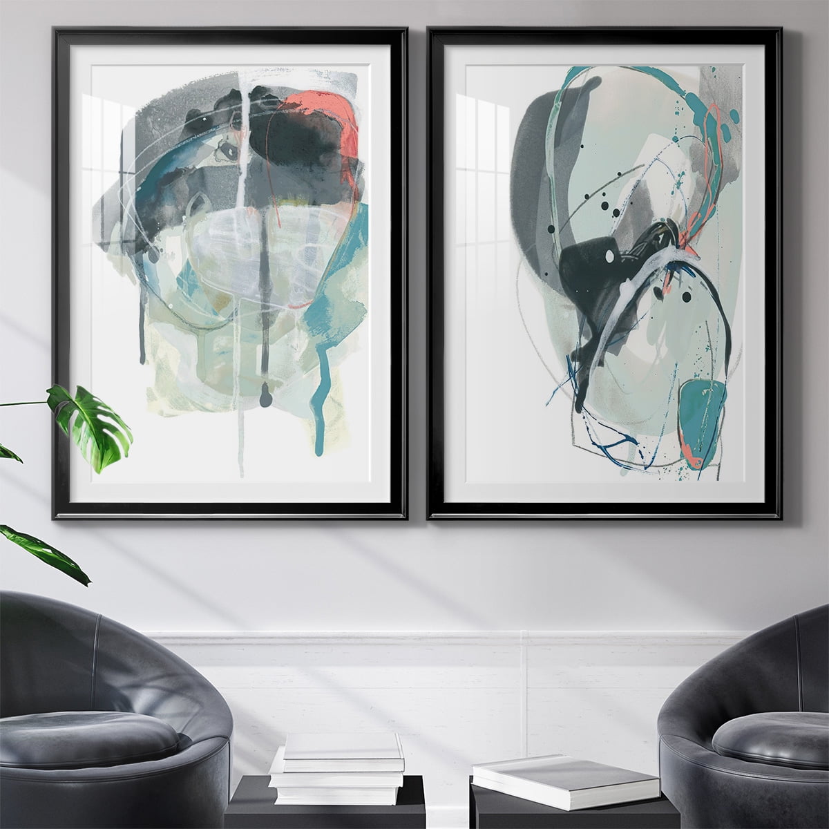 Wexford Home Stone Aperture III Premium Framed Print, 30.5" x 42.5" - Ready to Hang, Black (Set of 2)