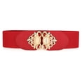 thumbnail image 1 of Cinturones elásticos INSPIRE CHIC de 2.36" de ancho, de cuero sintético con cuentas de ópalo y incrustaciones de rhinestone, cinturón ajustable elástico para vestido de 66 cm/26" rojo, 1 of 6