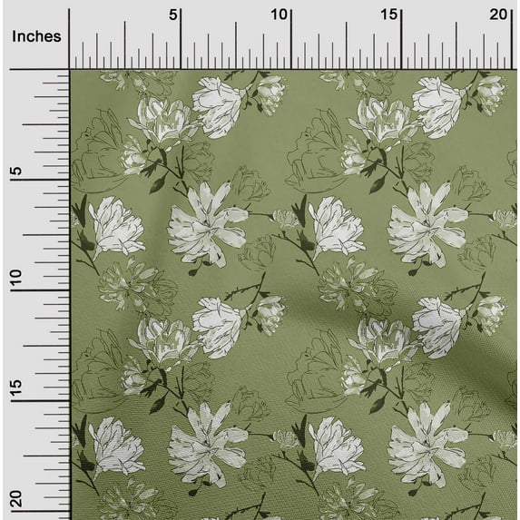 oneOone Cotton Jersey Light Green Fabric Florals Craft Projects Decor Fabric Printed By The Yard 58 Inch Wide
