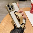 thumbnail image 3 of Wrist Strap Finger Ring Invisible Holder Phone Case for iPhone 14 15 ProMax 12 13 Pro Max 11 Plus Luxury Diamond Plating Cover, 3 of 5