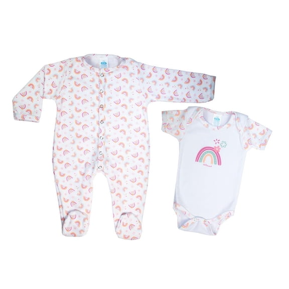 Set de ropa cotidiana Baby Mink Coordinado mameluco 3-6 Arcoíris