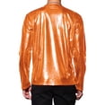 thumbnail image 3 of INSPIRE CHIC Men's T-Shirts Round Neck Long Sleeve Shiny Top L Orange, 3 of 7