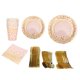 thumbnail image 4 of Platos de papel para fiesta, materiales de calidad alimentaria, fácil de usar, ahorra tiempo, elegante juego de vajilla desechable dorada para fiestas, 70 Uds., 4 of 8
