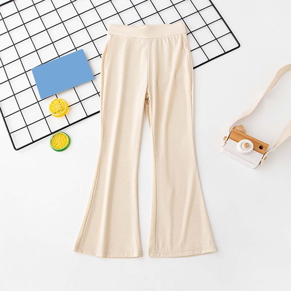 Sweatpants for Girls Joggers High Waist Elastic with Pockets Girls Solid Pant Essentials Clothes Size 6-7 Years