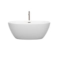 thumbnail image 2 of Juno 59 Inch Freestanding Bathtub in Matte White with Floor Mounted Faucet, Drain and Overflow Trim in Brushed Nickel, 2 of 5
