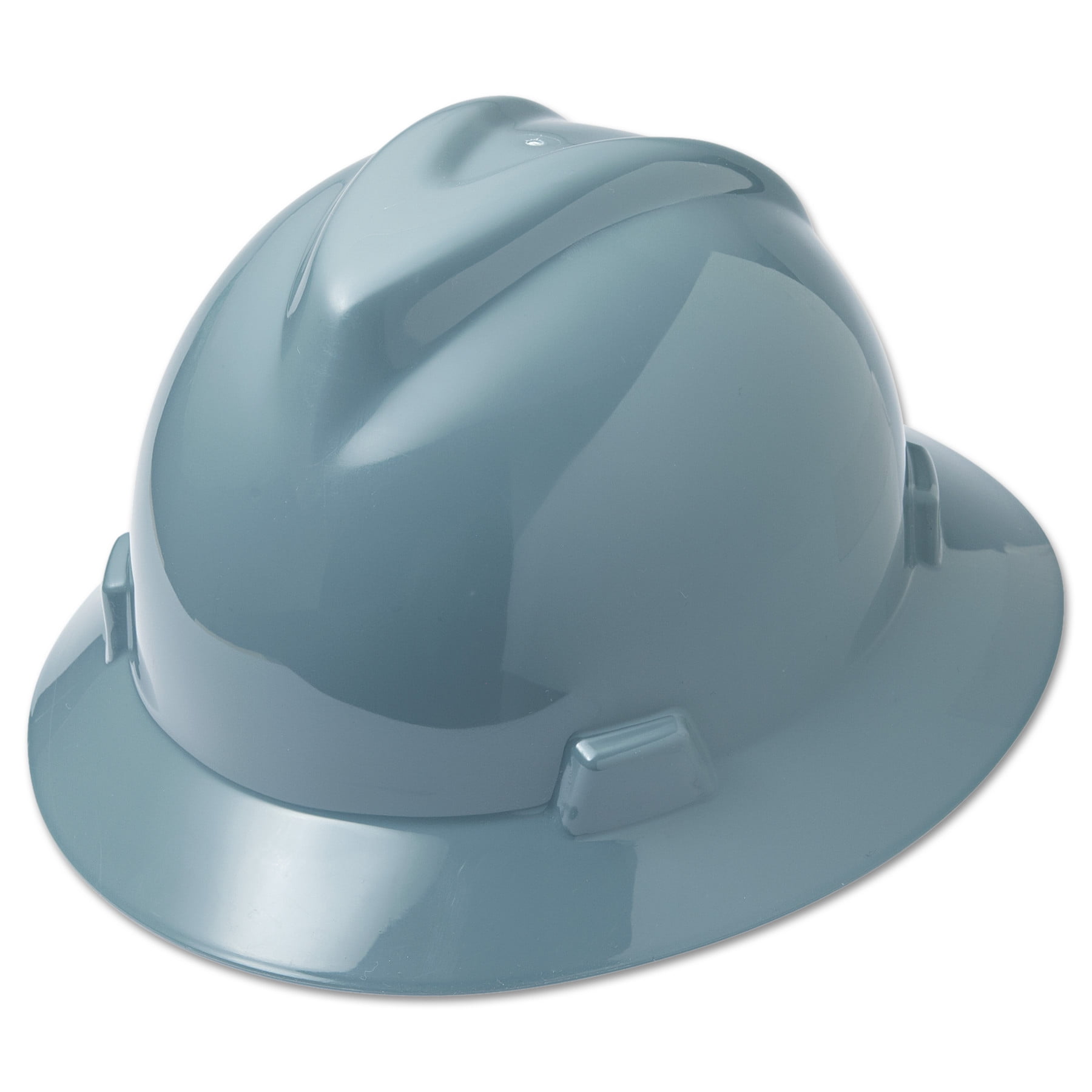 MSA 475367 V-Gard Full-Brim Hard Hat With Fas-Trac III Ratchet Suspension | Polyethylene Shell, Superior Impact Protection, Self Adjusting Crown Straps - Standard Size in Navy Gray