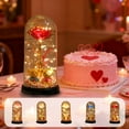 thumbnail image 3 of Battery Powered Glass Dome Rose Night Light with Two Bears, LED Preserved Flower Lamp for Valentine's Day and Birthday, Romantic Gift for Her, Warm Glow Bedside Decor, Portable Cordless, 3 of 7