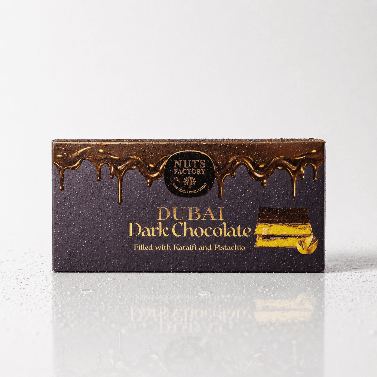 Nuts Factory Dubai Style Dark Chocolate Bars with Pistachio Cream & Crispy Kataifi, Pack of 2 Large Bars – #1 Ranked Dubai Chocolate Bars in the World by CNBC