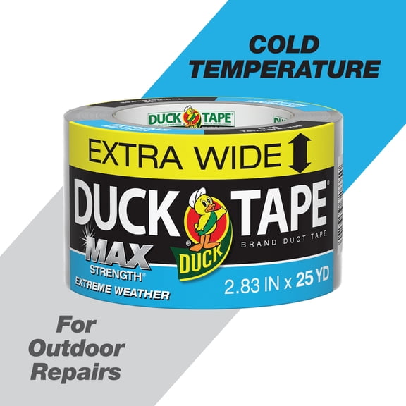 Duck Max Strength Extra Wide Extreme Weather Duct Tape, 2.83 in. x 25 yd., Silver