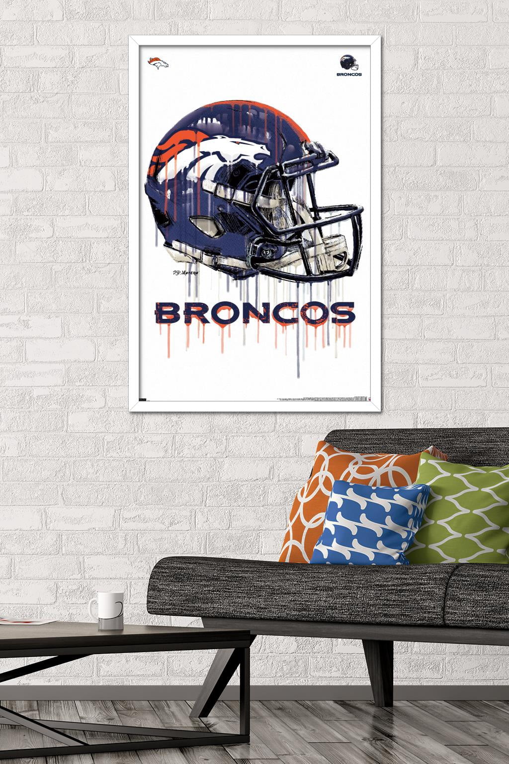 NFL Denver Broncos - Drip Helmet 20 Wall Poster, 22.375" x 34", Framed
