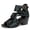 Black, variant on Women's Block Heel Gladiator Sandals, Round Toe Strappy Sandals with Buckle, Open Toe Dress Shoes for Party, Wedding, Casual Wear