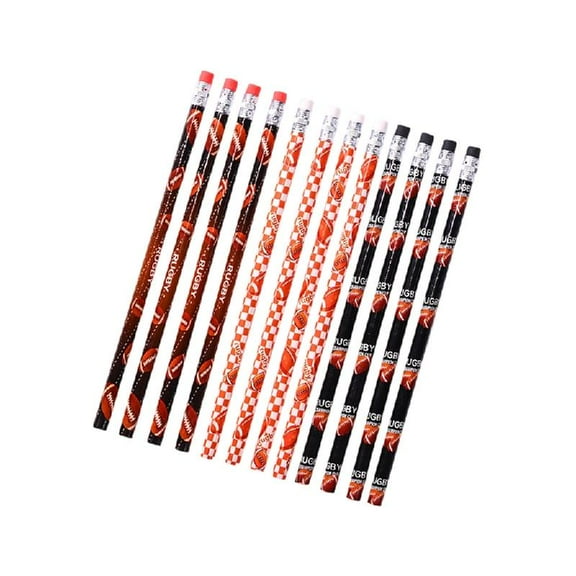 12 Pcs Wooden Pencils Football Themed Pencils Drawing Pencil with Eraser For Smooth Writing