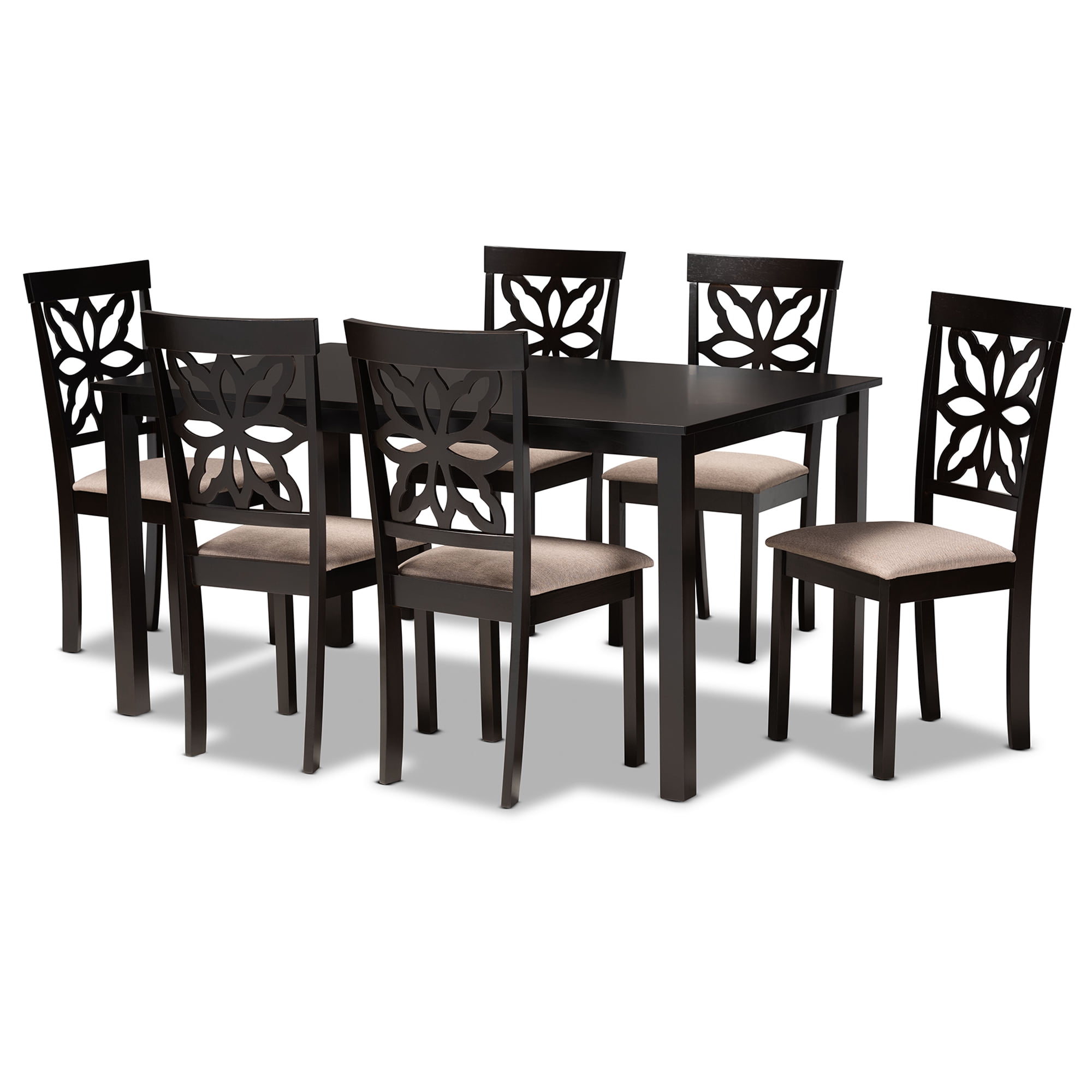 Baxton Studio Dallas Modern Dining Set, 7-Piece, Dark Brown