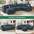 thumbnail image 2 of HONBAY Blue Oversized Corner Modular Sectional with Under-Seat Storage, Movable Ottoman and Adjustable Arms in Plush Cloud Corduroy, 2 of 10