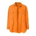 thumbnail image 5 of adviicd Women's Oversized Denim Jacket Casual Long Sleeve Denim Shirts Jean Jacket Fall Outfits 2025 Orange, L, 5 of 6