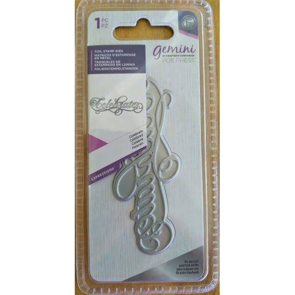 Gemini by Crafter's Companion FoilPress Stamp Dies "CELEBRATE" 1.3" x 3.5"