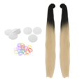 thumbnail image 4 of Trenzas de casco con coletas de alambre de alta temperatura, color degradado Beige, 4 of 9
