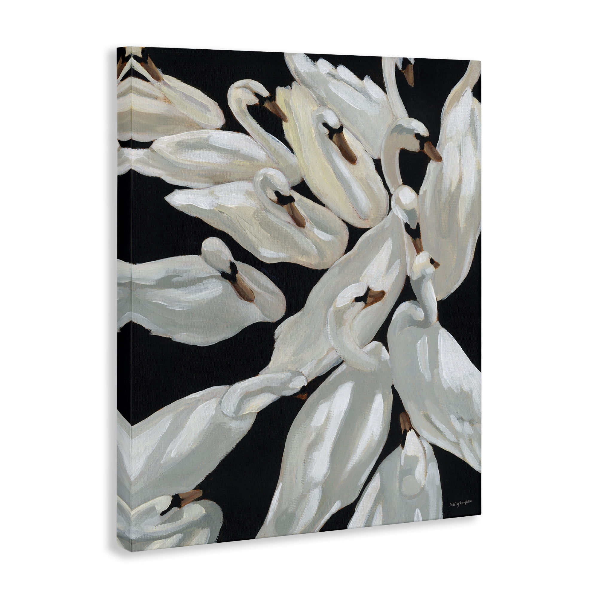 Stupell Industries Gathered Swans Swimming Animals & Insects Painting Gallery Wrapped Canvas Art Print Wall Art, 36 x 48