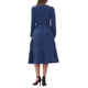 thumbnail image 3 of Vestido V de Cuello Inspire Chic para Mujer con Mangas de Linterna, Volantes, Corte A, Elegante, Casual, Midi, Talla XL, Azul Oscuro, 3 of 6