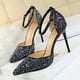 thumbnail image 3 of Zapatos de tacón alto sexys para mujer, de discoteca, con boca poco profunda, puntiagudos, de metal, de una sola línea, con lentejuelas, sandalias huecas, zapatos de tacón para mujer, 3 of 5