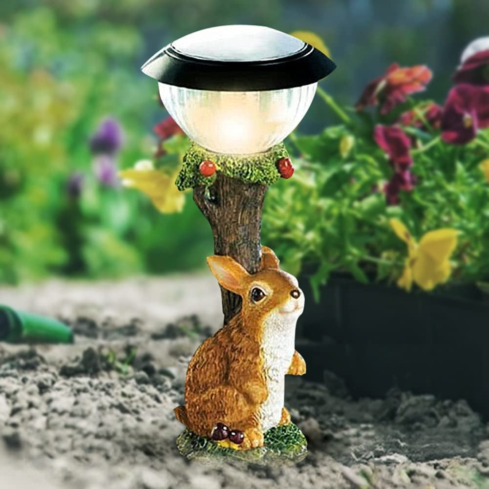 Garden Sculptures & Statues Resin Cat Ornaments for The Garden Animal Solar  Lights LED Waterproof Lighting Decoration Lamp Decking Lights rabbit -  