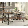 thumbnail image 2 of HOMELEGANCE Wood and Metal Writing Desk, Brown/Black, 2 of 2
