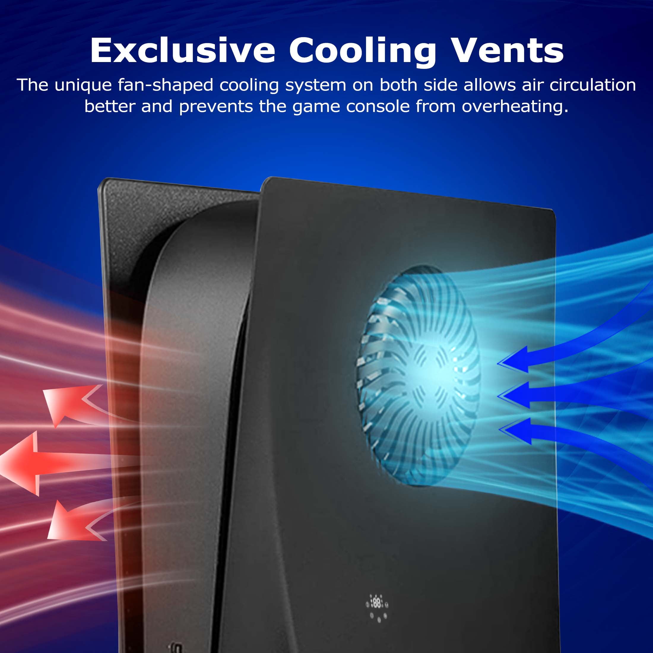 Faceplate for Original PS5 Disc Edition, PS5 Cover Plates with Cooling Vents & Dust Filter, Black